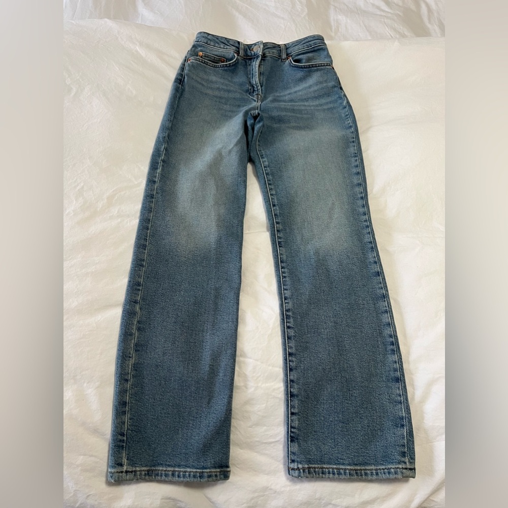 REISS | Women's SZ 26 Petite | High Rise Slim Straight Cut Jeans | Medium Wash